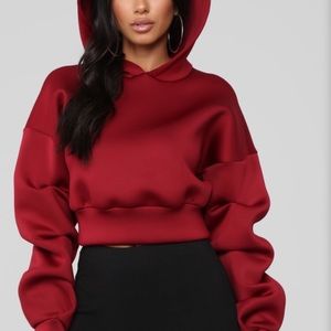 Fashion Nova Burgundy Crop Sweater